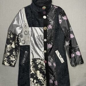 Anthropologie Dor Dor Couture Boho Coat XL Avant Garde Embroidered Brocade Velvt